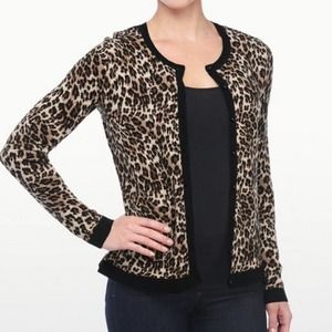 Not Your Daughters Jeans Animal Print Cardigan Sweater Large